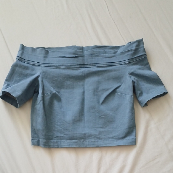 3x1 NYC Denim Off-Shoulder Blue Top Size S - Picture 2 of 8